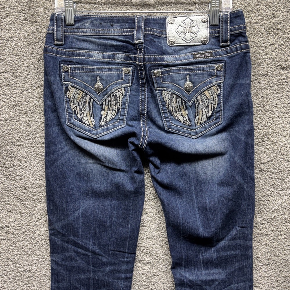 Miss Me Angel Wings Jeans Womens 27 (30x33) Signature Embroidered Rhinestone EUC